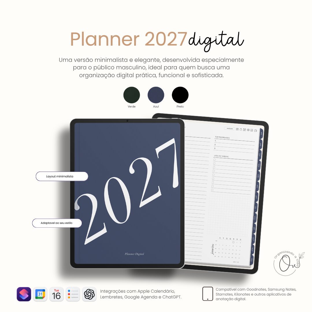 Planner Digital 2027 - Masculino